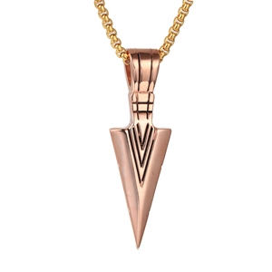 Collana da uomo in acciaio inossidabile oro rosa con pendente a freccia e catena box