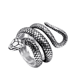 Anello Avvolgente a Serpente in Acciaio Inossidabile Vintage per Uomo Punk Gothic Serpent Spiral Ring Gioielli di Moda