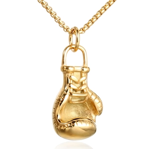 Heren Roestvrij Staal Bokshandschoen Hanger Ketting Sportief Fitness Hip Hop Stijl Box Ketting Sieraden Goud Zilver Zwart