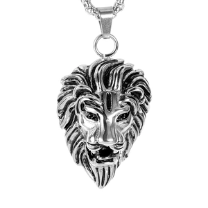 Retro Stainless Steel Lion Head Pendant For Men Hip Hop Fashion Jewelry Lion Head Pendant Only (Without Chain)