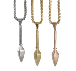 Collana con ciondolo fitness da uomo in acciaio inossidabile argento, oro e oro rosa