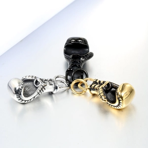Bokshandschoen ketting set van roestvrij staal in zilver, goud en zwart voor heren fitness