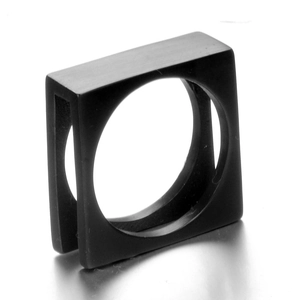Minimalist Stainless Steel Square Ring Geometric Hollow Band Ring For Women Men Gold Black Silver Vacuum Plated Fashion Jewelry