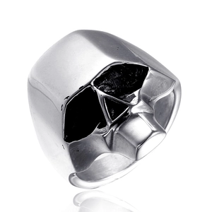 Vintage Stainless Steel Skull Ring Punk Biker Gothic Head Band Ring Silver Polished Heavy Metal Fashion Jewelry Men Women