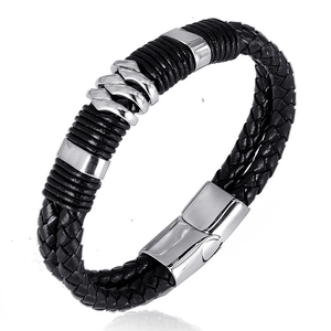 Men Braided Leather Bracelet With Stainless Steel Magnetic Clasp Casual Fashion Hand Jewelry Gift For Men Women Unisex