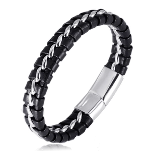 Men's Stainless Steel Woven Bracelet Black Silver Punk Casual Fashion Jewelry Stainless Steel Clasp Gift For Him