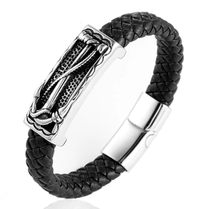 Retro Herren Edelstahl Nautischer Anker Geflochtenes Lederarmband Handgefertigt Gewebt Magnetverschluss Schmuck Geschenk