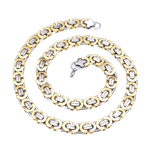 Collier pour Homme en Acier Titane Chaîne Byzantine Style Punk Industriel Bicolore Or Argent Noir Bijoux Heavy Metal pour Homme