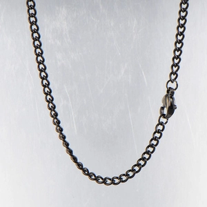 Men's black stainless steel curb chain necklace with a secure lobster claw clasp