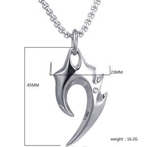 Detail view of silver wolf tooth pendant with dimensions 45mm x 23mm and 16.2g weight