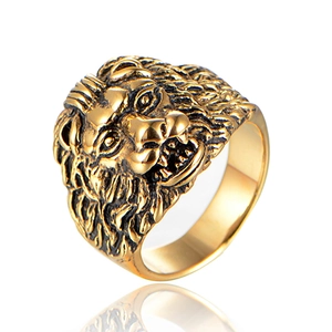 Bague Tête De Lion En Acier Inoxydable Vintage Pour Hommes Style Punk Gothique Bague De Motard En Métal Bijoux Cadeau Pour Lui