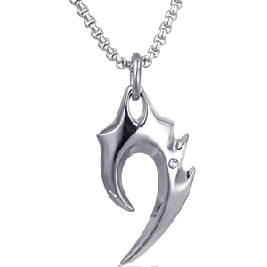 Vintage Gothic Stainless Steel Wolf Tooth Pendant Necklace For Men Punk Animal Claw Rhinestone Inlay Necklace Jewelry Gift
