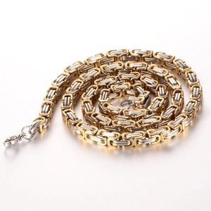 Men's Byzantine Stainless Steel Necklace Punk Hip Hop Retro Industrial Style Byzantine Weave Chain Jewelry Necklace For Men