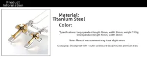 Detailed specs for titanium steel layered cross pendant necklace for men with sizes