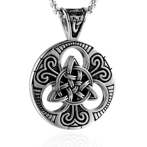 Vintage Stainless Steel Celtic Knot Triquetra Pendant Only Without Chain Ethnic Viking Round Hollow Charm Jewelry For Unisex
