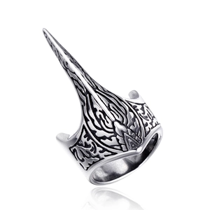 Vintage Stainless Steel Eagle Claw Ring For Men Punk Gothic Carved Eagle Beak Biker Ring Distressed Steel Color Finger Ring Jewelry