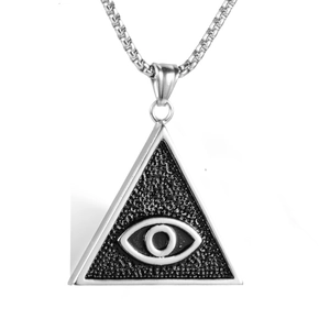 Pendentif Vintage en Acier Inoxydable Oeil de la Providence Triangle Pendentif Seul Sans Chaîne Bijoux Mystiques Religieux Homme Femme