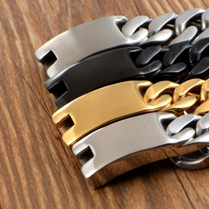 Bracelets gourmette ID pour hommes en acier titane, finitions argent, or et noir mat