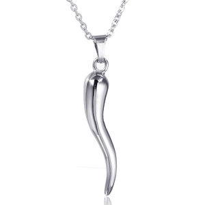 Polished Titanium Steel Italian Horn Pendant Only For Men Minimalist Chili Cornicello Charm Pendant Without Chain Jewelry