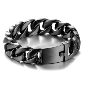 Herren Armband aus matt schwarzem gebürstetem Edelstahl mit sicherem Klappverschluss