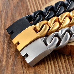 Edelstahl-Panzerarmband für Herren in Mattschwarz, gebürstetem Gold und Silber-Finish