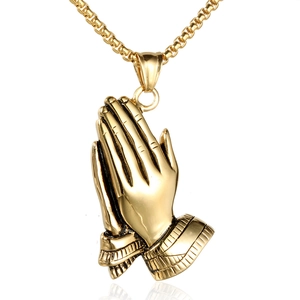 Stainless Steel Praying Hands Pendant Only Without Chain Religious Spiritual Charm For Men Women Vintage Hip Hop Jewelry