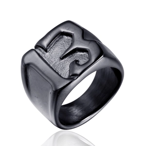 Bague Punk pour Homme en Acier Titane Numéro 13 Rétro Brossé Noir Or Argent Couleur Chevalière Bijoux Hip Hop Cadeau