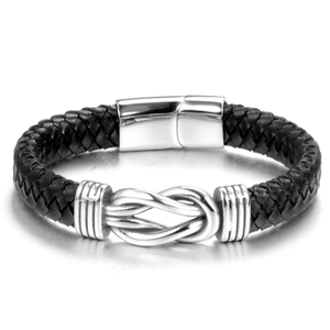 Bracciale Intrecciato in Acciaio Inossidabile Vintage da Uomo Design Nodo Infinito Chiusura Magnetica Gioielli Punk Accessorio Trendy