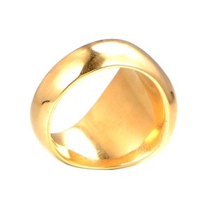 Polished gold wide band ring with a vintage crown-inspired bold dome design
