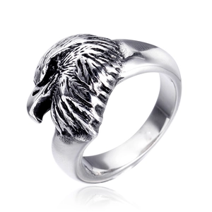 Stainless Steel Eagle Head Ring For Men Gothic Punk Vintage Domineering Animal Statement Band Biker Jewelry Gift