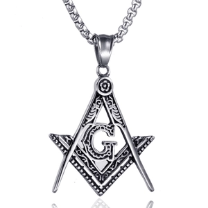 Vintage Masonic Pendant For Men Stainless Steel Pendant Only Square Compass Symbol Casting Punk Fashion Jewelry Accessory Gift