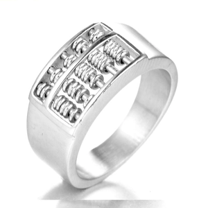 316L Stainless Steel Abacus Ring For Men Vintage Punk Gothic Polished Silver Color Movable Beads Band Ring Jewelry Gift