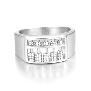 Gothic punk silver stainless steel abacus ring with movable sliding beads for men