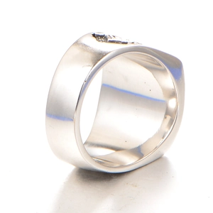 Medieval Templar cross ring in silver stainless steel with wide polished band finish