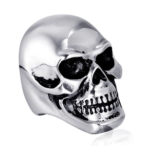 Vintage Gothic Skull Stainless Steel Ring For Men Women Punk Rock Biker Skeleton Band Ring Gold Silver Black Jewelry