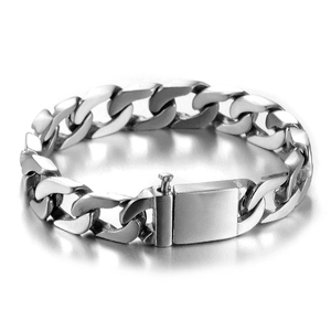Men's Stainless Steel Cuban Link Bracelet Polished Geometric Curb Chain Hand Jewelry Gold Silver Black Bracelet For Men