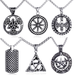 Pendentif Viking en Acier Inoxydable Vintage pour Hommes Rétro Nœud Celtique Hip Hop Collier Rond Bijoux Pendentif Seul
