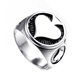 Retro Punk Stainless Steel Ace Of Spades Signet Ring For Men Rock Poker Spade K Embossed Band Ring Fashion Jewelry Gift