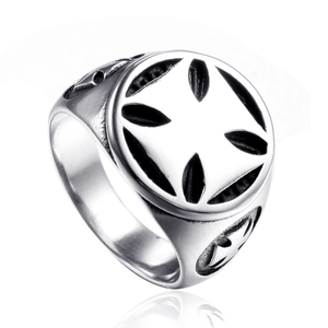 Vintage Gothic Punk Men's Signet Ring Stainless Steel Maltese Cross Retro Band Ring For Men Jewelry Gift Silver Black