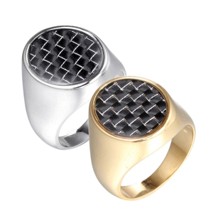 Titanstahl Ring Für Herren Damen Kohlefaser Eingelegt Siegelring Poliert Industriestil Geometrischer Fingerschmuck