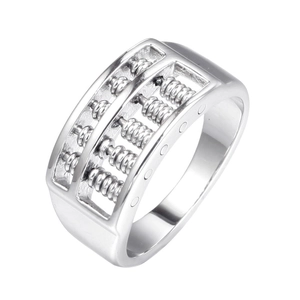 Mens spinning abacus ring in polished stainless steel with movable miniature beads