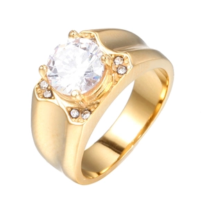 Bague en Acier Inoxydable pour Hommes avec Strass Mode Minimaliste Large Bande Mariage Fête Bijoux Géométriques Polis Cadeau