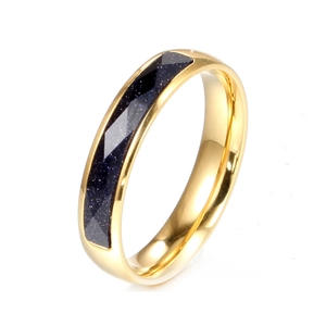 Bague en Acier Inoxydable Or Punk Gothique pour Hommes Avec Incrustation Noir Bleu Vert Bijoux Géométriques Vintage