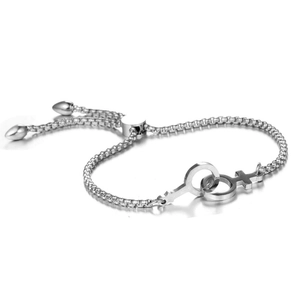 Stainless Steel Adjustable Bracelet For Women Interlocking Female Venus Symbol Minimalist Box Chain Gold Silver Jewelry
