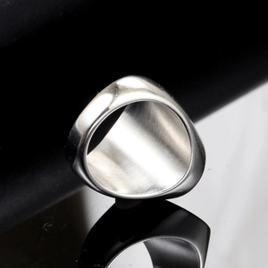 Polished stainless steel punk cross ring with minimalist geometric design in silver color