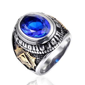 Vintage Stainless Steel Men Signet Ring With Inlaid Rhinestone Eye Of Providence Masonic Retro Punk Finger Ring Jewelry