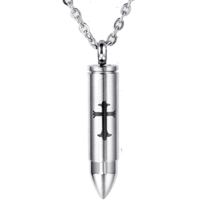Stainless Steel Bullet Cross Pendant For Men Gothic Punk Memorial Cremation Urn Pendant Only Without Chain Gold Black Silver