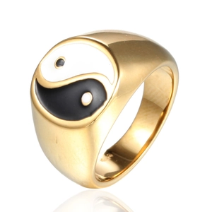 Vintage Stainless Steel Yin Yang Ring For Men Women Tai Chi Bagua Signet Ring Chinese Style Punk Fashion Band Jewelry Gift