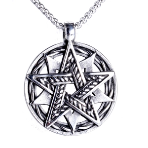 Collier Pendentif Hexagramme en Acier Inoxydable Vintage pour Hommes Nœud Celtique Géométrie Sacrée Bijoux Étoile Gothique
