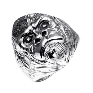 Vintage Stainless Steel Gorilla Head Ring Men Punk Rock Animal Finger Jewelry Silver Carved Gorilla Biker Ring Masculine Accessory